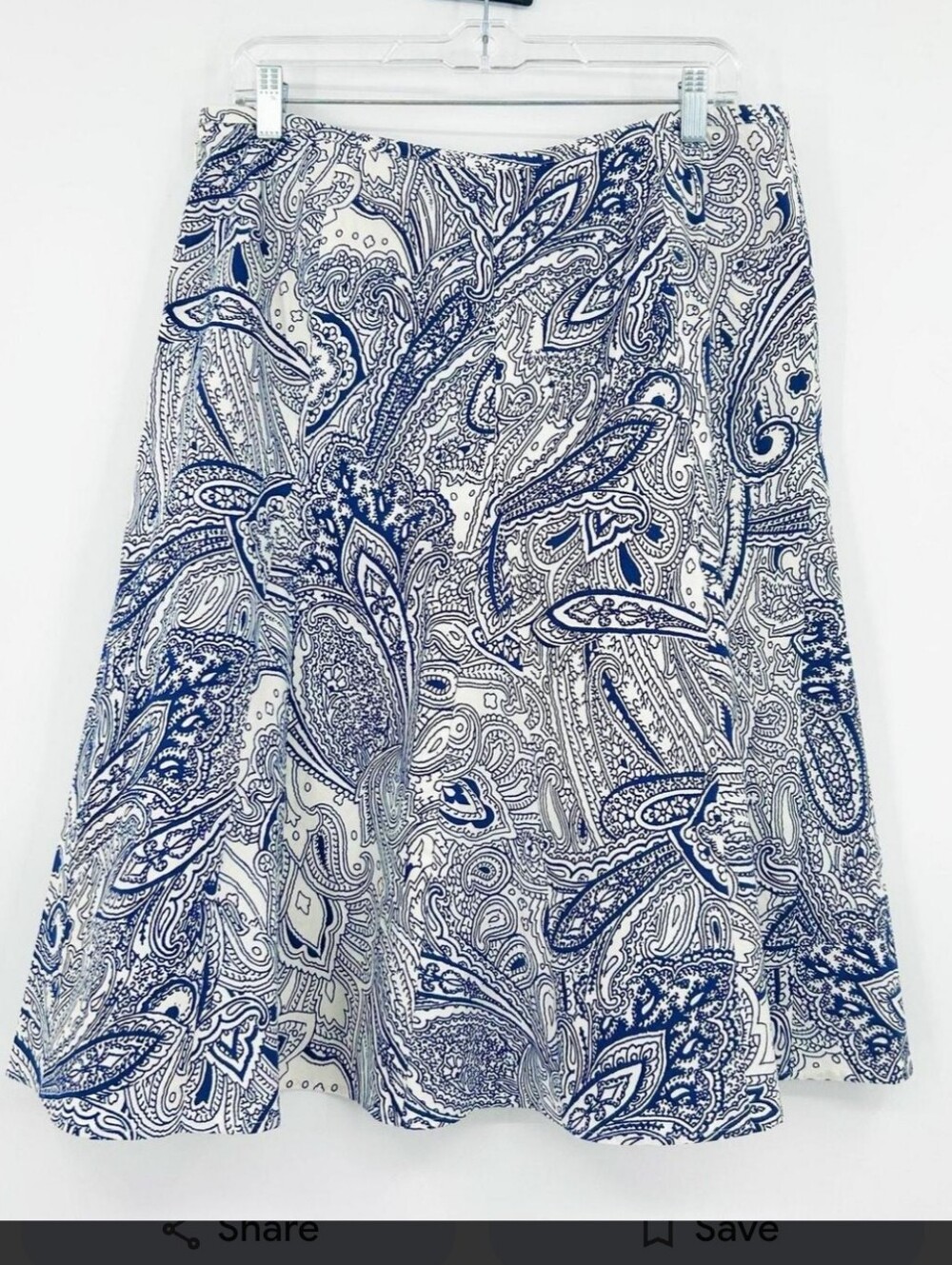 Talbots Plus 18W Navy and White Cotton Paisley Circle Skirt Side Zip